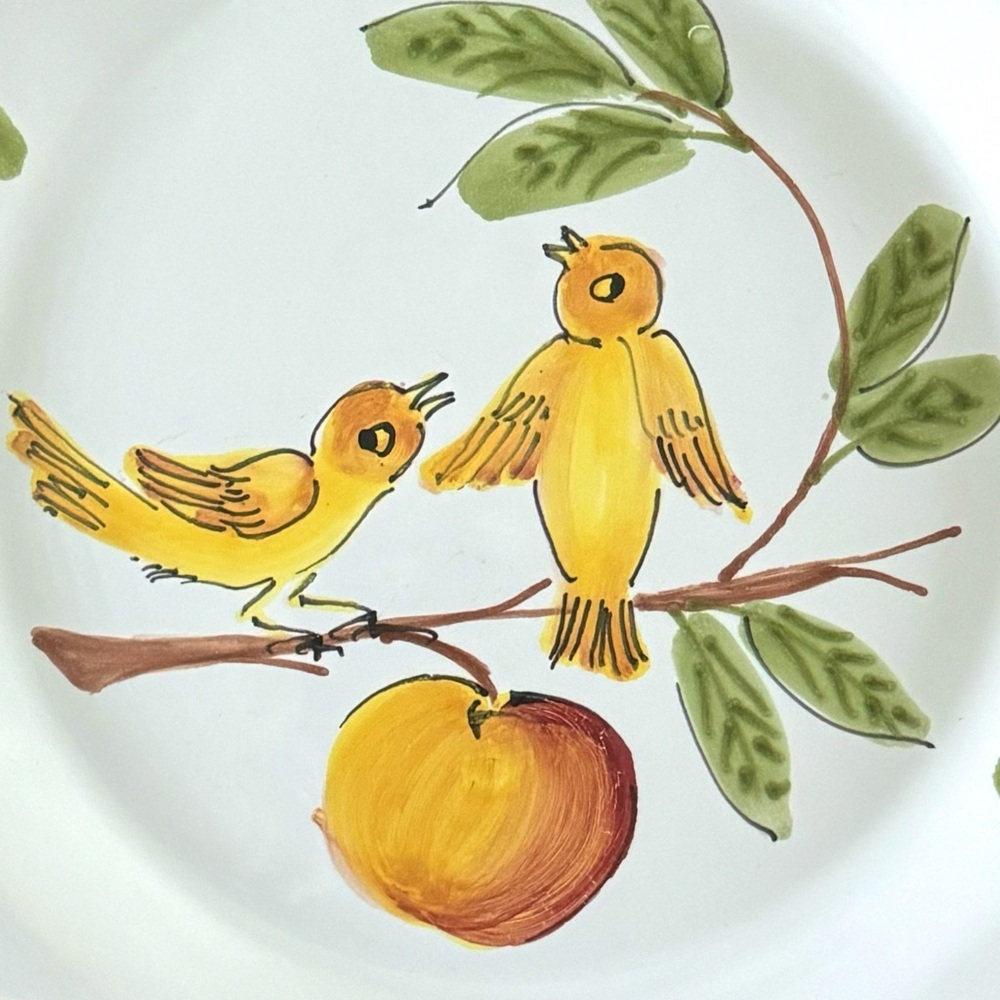 Lillian Vernon Made In Italy Yellow Birds Ceramic Decor Plate Painted Italian 9” - Picture 2 of 7